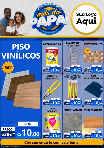 Modelo de Encarte para Encarte A4 Vertical com o tema Ofertas Imperdíveis Mês Do Papai para Material para Construção