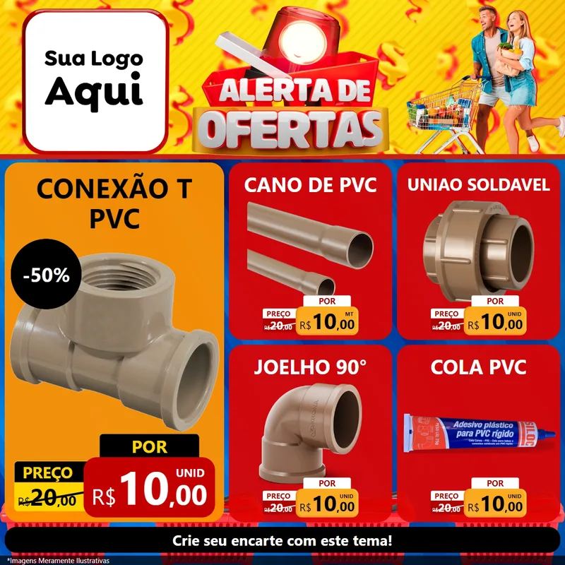 Modelo de Rede Social para Feed Facebook com o tema Alerta de Ofertas para Tubos e conexões