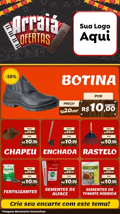Modelo de Rede Social para Stories com o tema Arraiá de Ofertas - Junina para Agropecuária