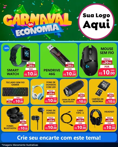 Modelo de Rede Social para Feed Instagram com o tema Carnaval da Economia para Informática