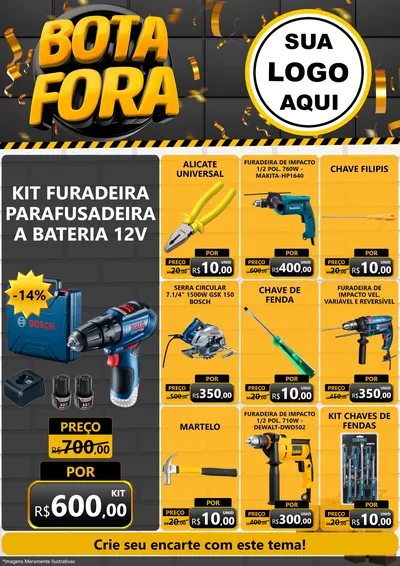Modelo de Encarte para Encarte A4 Vertical com o tema Bota Fora para Maquinas e Ferramentas