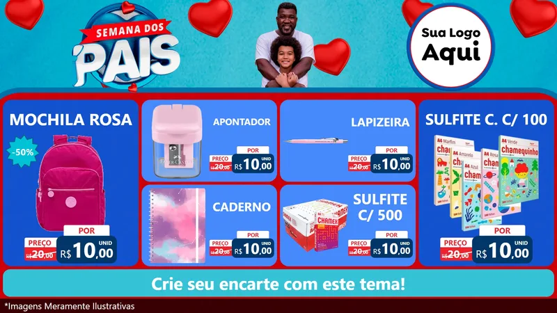 Modelo de TV para TV Horizontal com o tema Semana Dos Pais para Papelaria