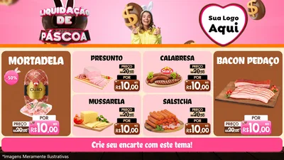 Modelo de TV para TV Horizontal com o tema Liquidação de Páscoa para Frios e Laticínios