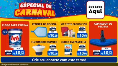 Modelo de TV para TV Horizontal com o tema Especial de Carnaval para Produtos para Piscina