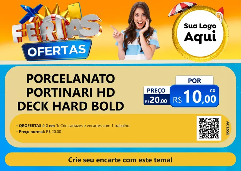 Modelo de Cartaz para Cartaz A4 Horizontal com o tema Ofertas - Férias para Pisos e revestimentos