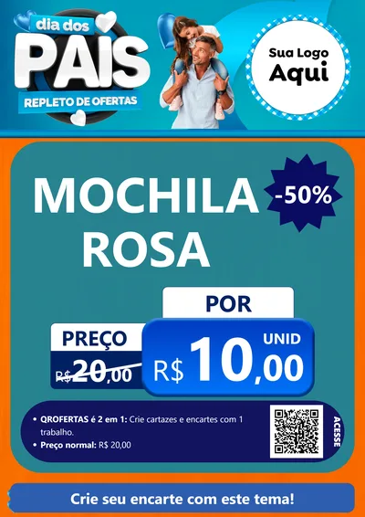 Modelo de Cartaz para Cartaz A4 Vertical com o tema Dia Dos Pais Repleto de Ofertas para Papelaria