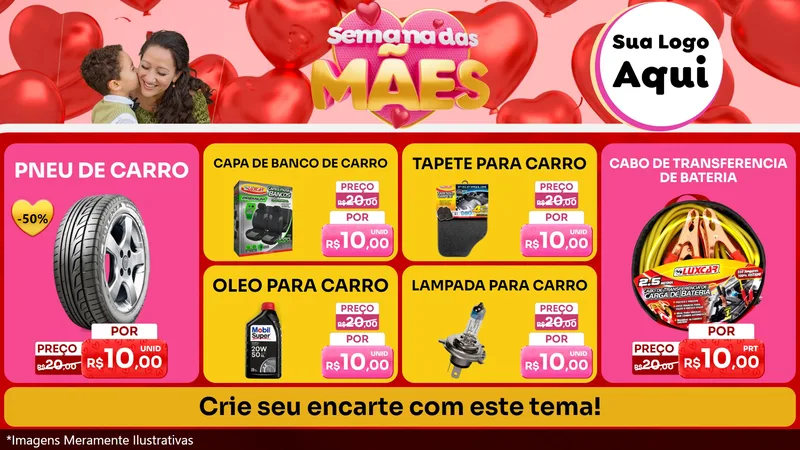 Modelo de TV para TV Horizontal com o tema Semana Das Mães para Auto peças