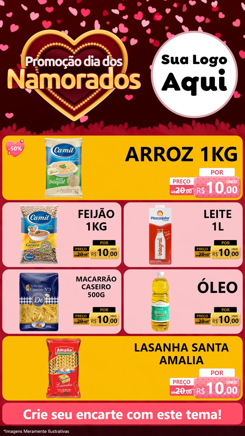 Modelo de TV para TV Vertical com o tema Promoção Dia Dos Namorados para Supermercado