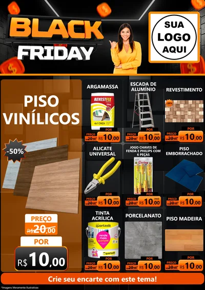 Modelo de Encarte para Encarte A4 Vertical com o tema Black Friday para Material para Construção