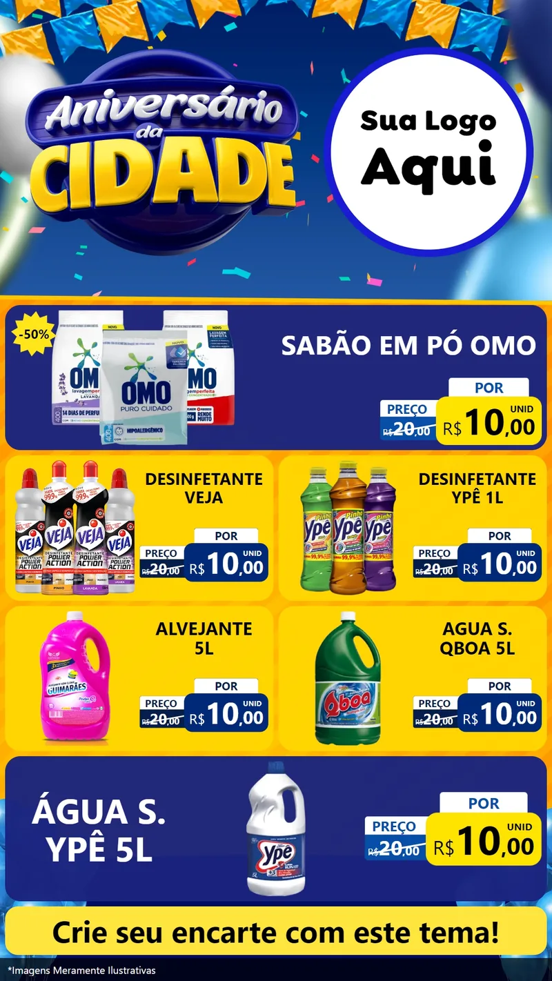 Modelo de TV para TV Vertical com o tema Aniversário da Cidade para Produtos de Limpeza