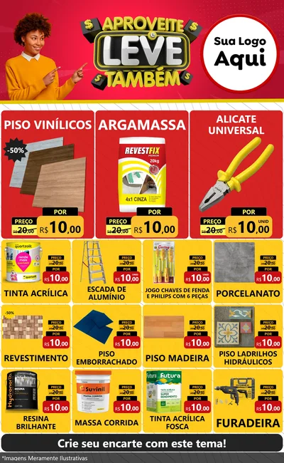 Modelo de Encarte para Encarte Grande com o tema Aproveite e Leve Também para Material para Construção