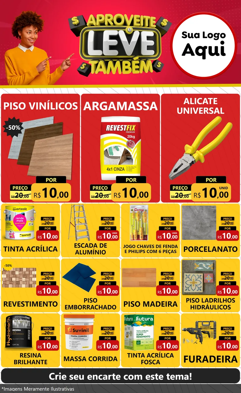 Modelo de Encarte para Encarte Grande com o tema Aproveite e Leve Também para Material para Construção