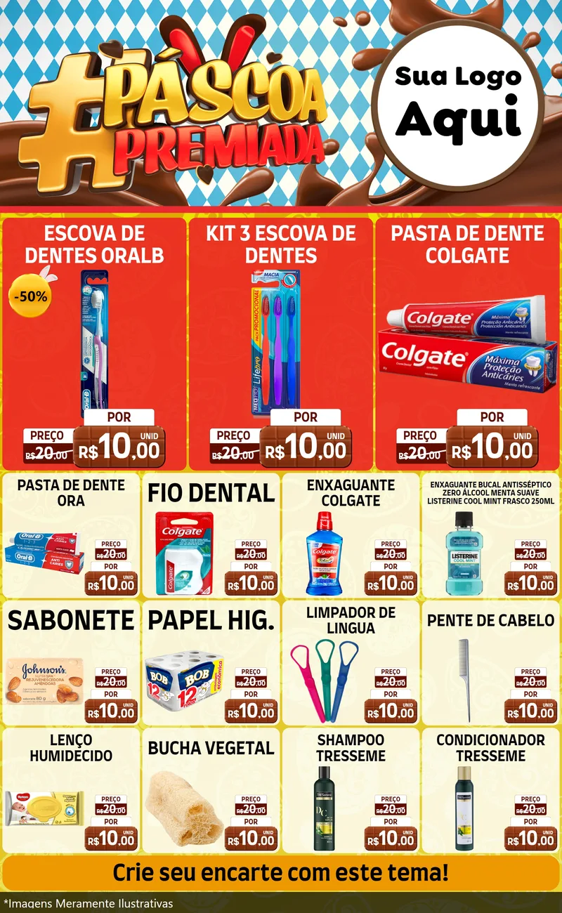 Modelo de Encarte para Encarte Grande com o tema Páscoa Premiada para Higiene Pessoal