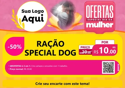 Modelo de Cartaz para Cartaz A4 Horizontal com o tema Ofertas - Especial Dia Das Mulheres para Pet Shop