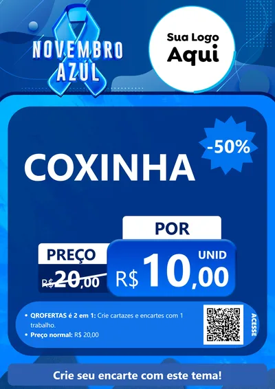 Modelo de Cartaz para Cartaz A4 Vertical com o tema Novembro Azul para Salgadaria