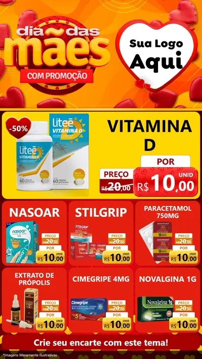 Modelo de Rede Social para Stories com o tema Dia das Mães com Promoção para Farmácia
