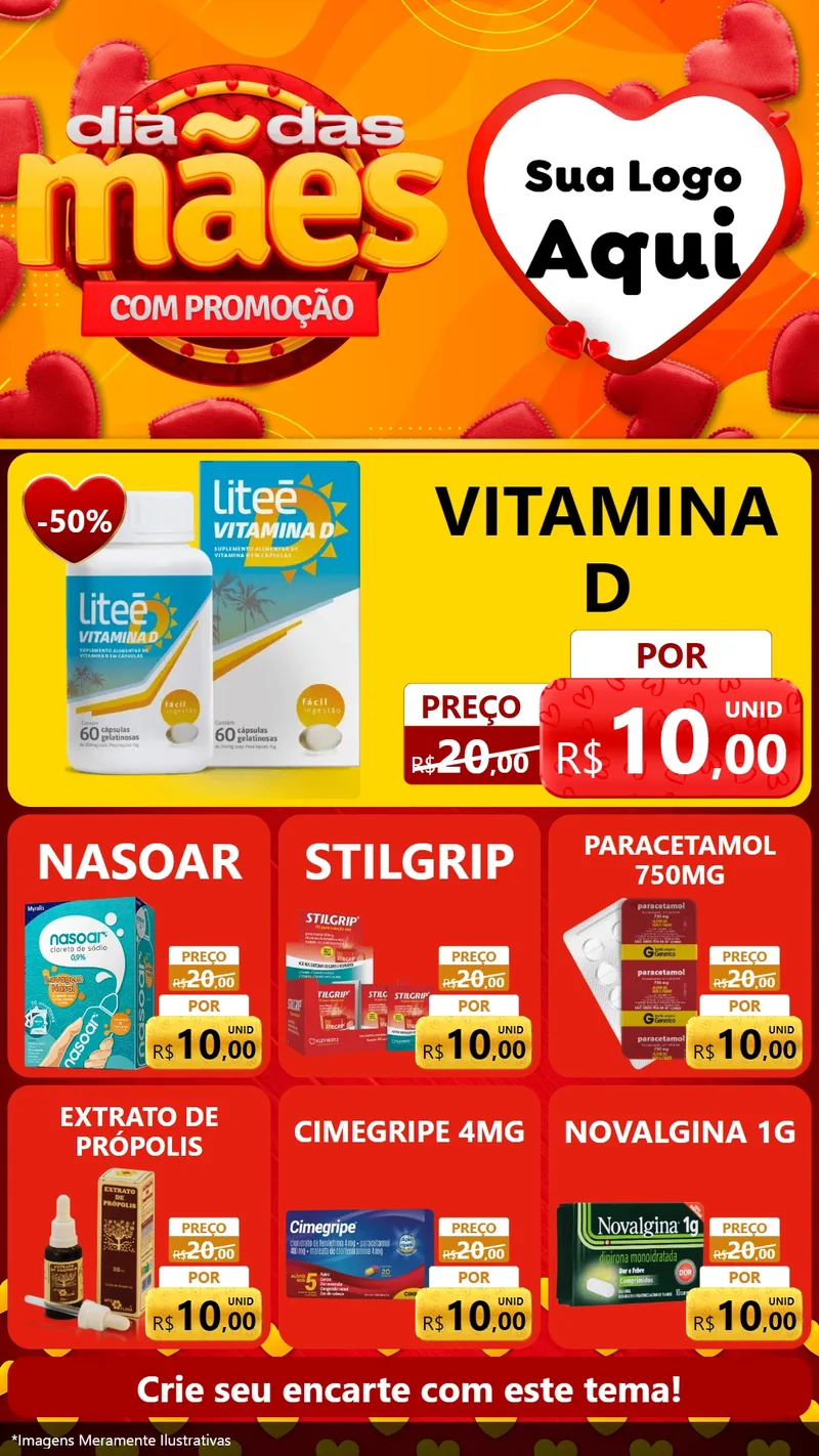 Modelo de Rede Social para Stories com o tema Dia das Mães com Promoção para Farmácia