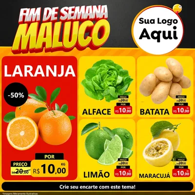 Modelo de Rede Social para Feed Facebook com o tema Final de Semana Maluco para Hortifrúti