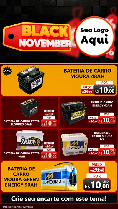 Modelo de TV para TV Vertical com o tema Black November para Baterias Elétricas