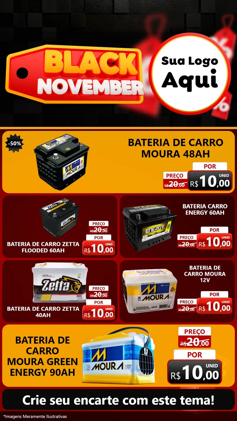 Modelo de TV para TV Vertical com o tema Black November para Baterias Elétricas