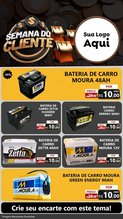 Modelo de TV para TV Vertical com o tema Semana do Cliente para Baterias Elétricas