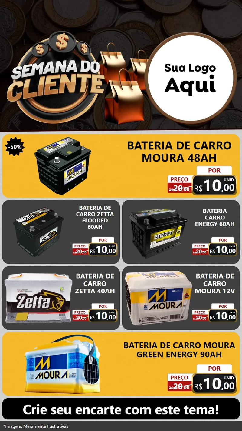 Modelo de TV para TV Vertical com o tema Semana do Cliente para Baterias Elétricas