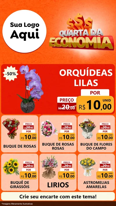 Modelo de Rede Social para Stories com o tema Quarta da Economia para Floricultura e jardim
