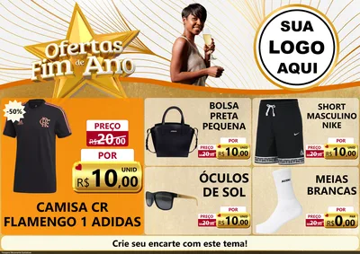 Modelo de Encarte para Encarte A4 Horizontal com o tema Ofertas Fim de Ano para Roupas e acessórios