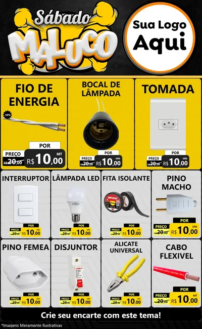 Modelo de Encarte para Encarte Grande com o tema Sábado Maluco para Materiais Elétricos