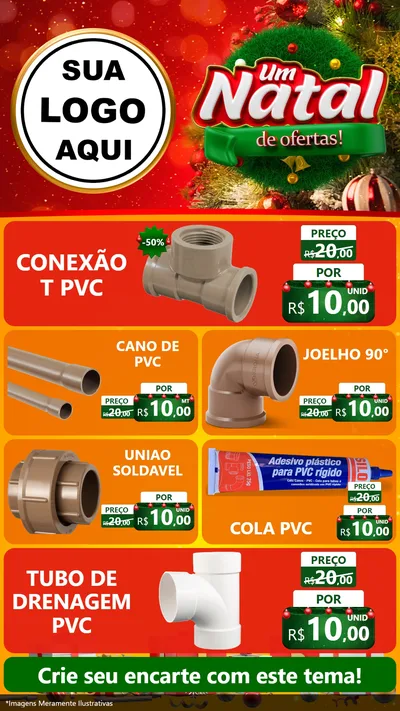 Modelo de TV para TV Vertical com o tema Um Natal de Ofertas para Tubos e conexões