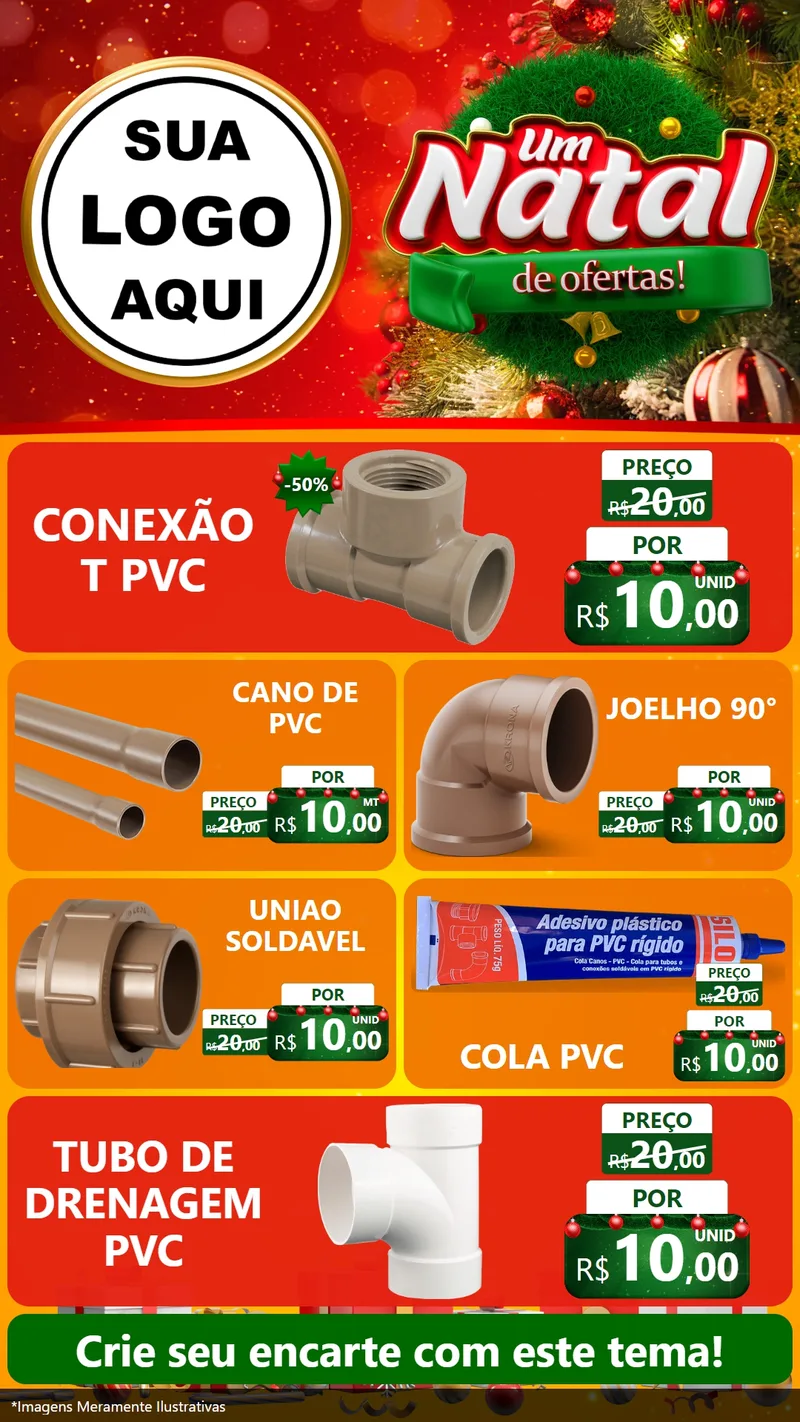 Modelo de TV para TV Vertical com o tema Um Natal de Ofertas para Tubos e conexões