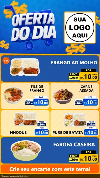 Modelo de TV para TV Vertical com o tema Oferta do Dia para Restaurante