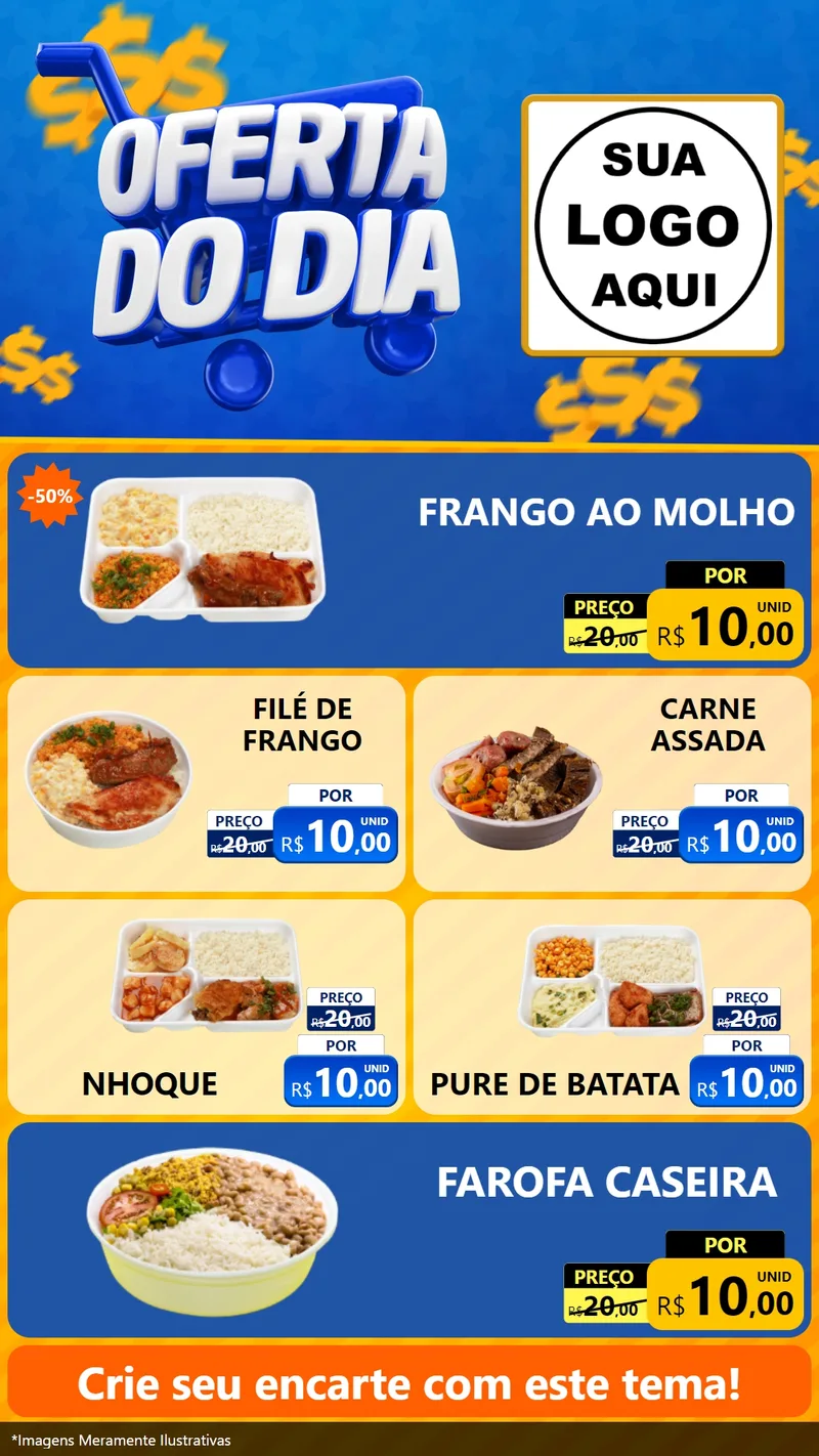 Modelo de TV para TV Vertical com o tema Oferta do Dia para Restaurante