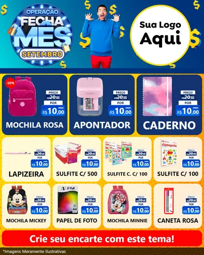 Modelo de Rede Social para Feed Instagram com o tema Operação Fecha Mês Setembro para Papelaria