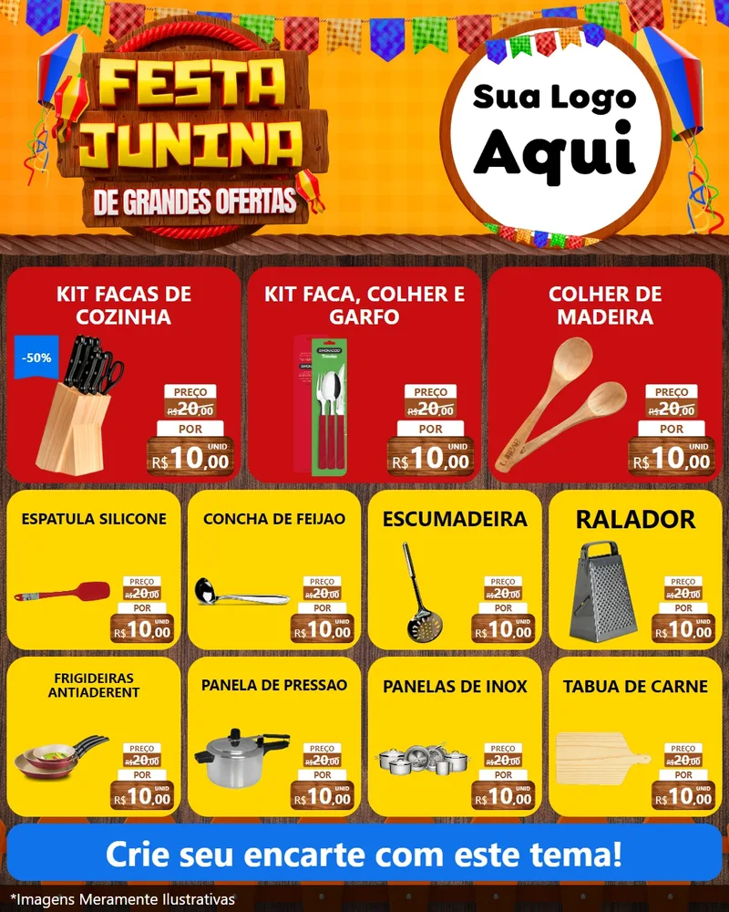 Modelo de Rede Social para Feed Instagram com o tema Festa Junina de Grandes Ofertas para Utilidades Domésticas