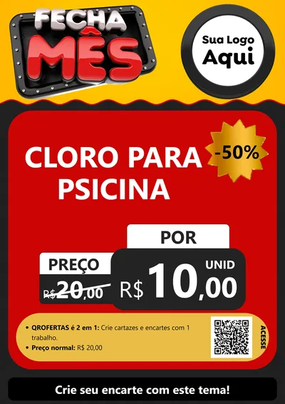 Modelo de Cartaz para Cartaz A4 Vertical com o tema Fecha Mês para Produtos para Piscina