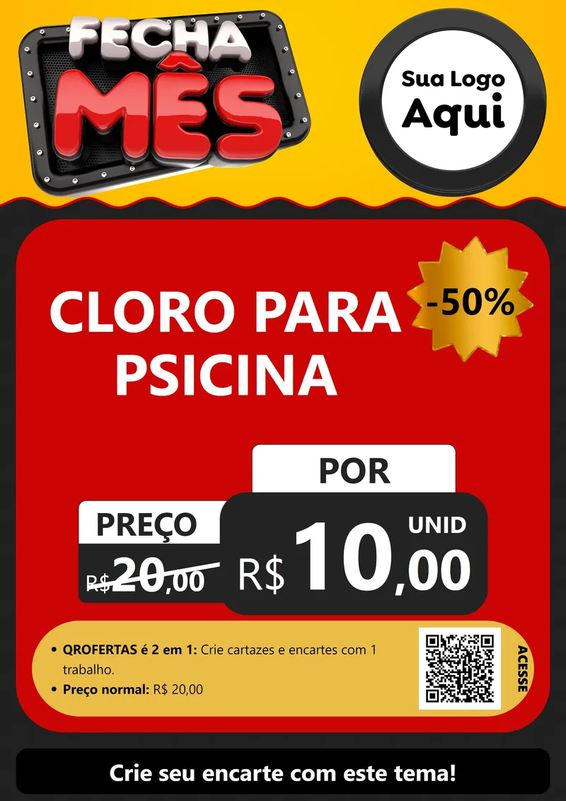 Modelo de Cartaz para Cartaz A4 Vertical com o tema Fecha Mês para Produtos para Piscina