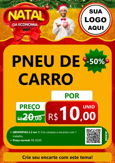Modelo de Cartaz para Cartaz A4 Vertical com o tema Natal da Economia para Auto peças