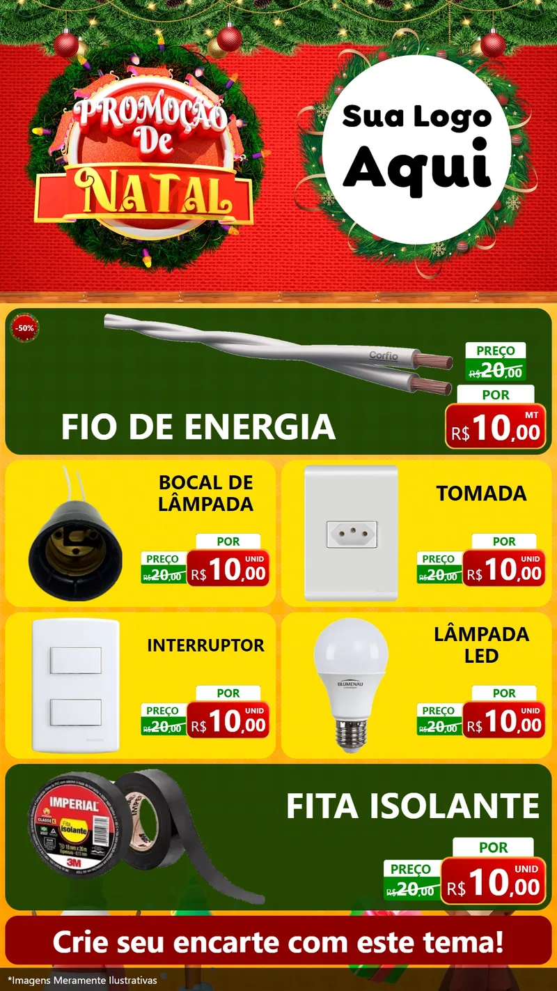 Modelo de TV para TV Vertical com o tema Promoção de Natal para Materiais Elétricos