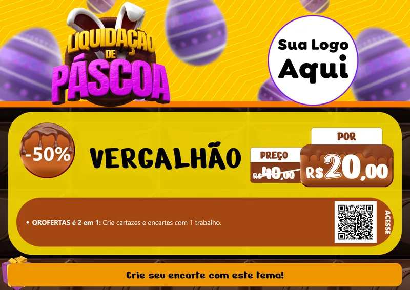 Modelo de Cartaz para Cartaz A4 Horizontal com o tema Liquidação de Páscoa para Ferragens