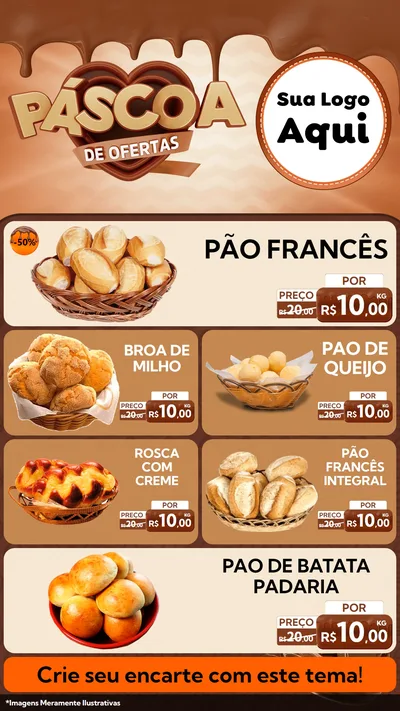 Modelo de TV para TV Vertical com o tema Páscoa de Ofertas para Padaria