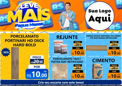 Modelo de Encarte para Encarte A4 Horizontal com o tema Leve Mais, Pague Menos para Pisos e revestimentos