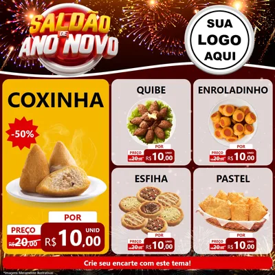 Modelo de Rede Social para Feed Facebook com o tema Saldão de Ano Novo para Salgadaria