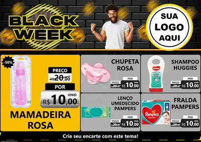 Modelo de Encarte para Encarte A4 Horizontal com o tema Black Week para Bebês