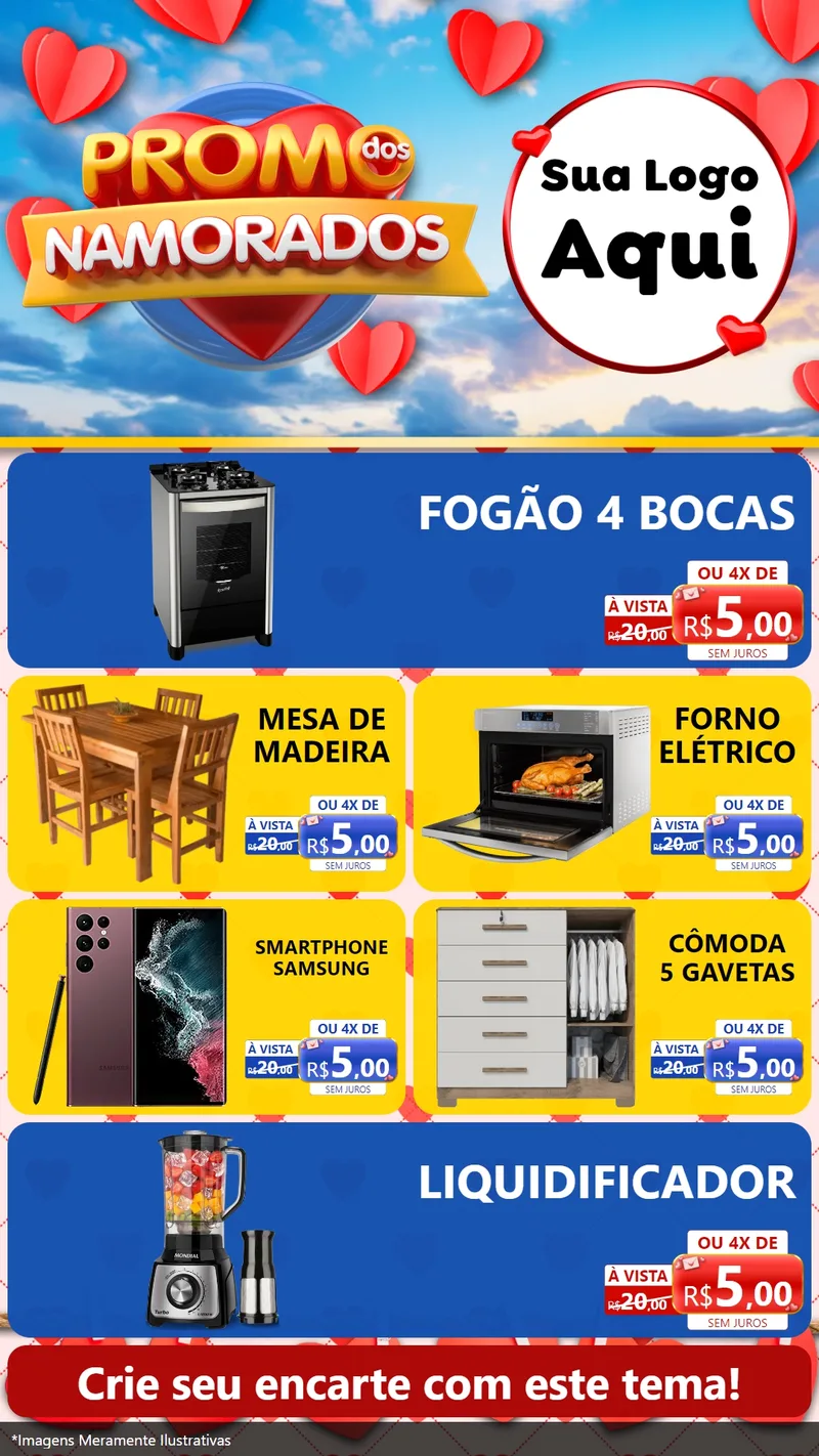 Modelo de TV para TV Vertical com o tema Promo dos Namorados para Móveis e Eletro