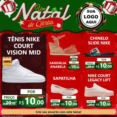 Modelo de Rede Social para Feed Facebook com o tema Um Natal de Ofertas para Calçados