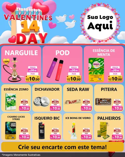 Modelo de Rede Social para Feed Instagram com o tema Valentine's Day para Tabacaria