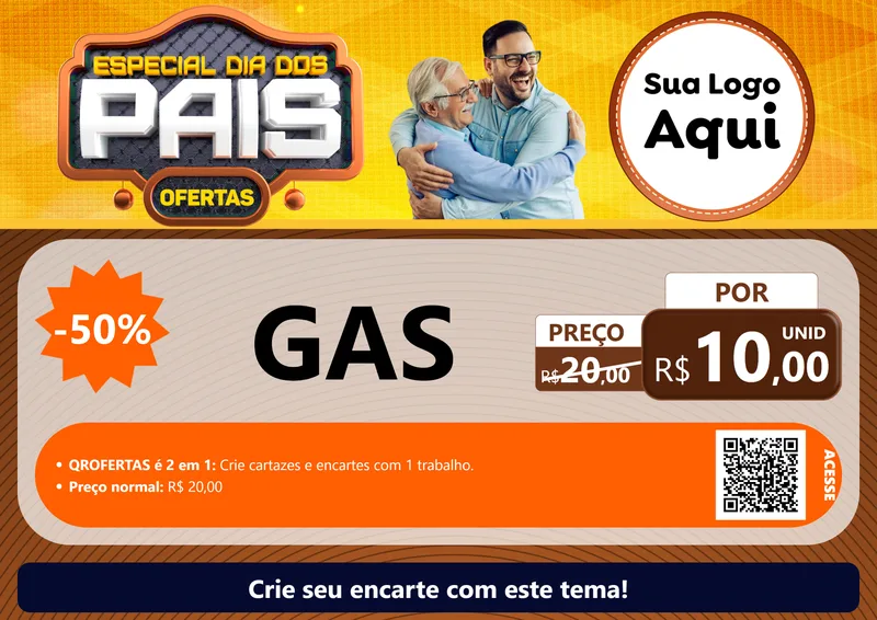 Modelo de Cartaz para Cartaz A4 Horizontal com o tema Especial Dia dos Pais para Água e gás