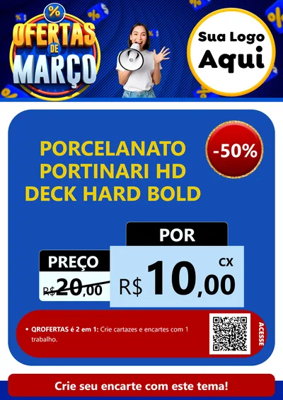 Modelo de Cartaz para Cartaz A4 Vertical com o tema Ofertas de Março para Pisos e revestimentos