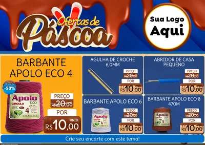 Modelo de Encarte para Encarte A4 Horizontal com o tema Ofertas de Páscoa para Armarinho e Aviamentos